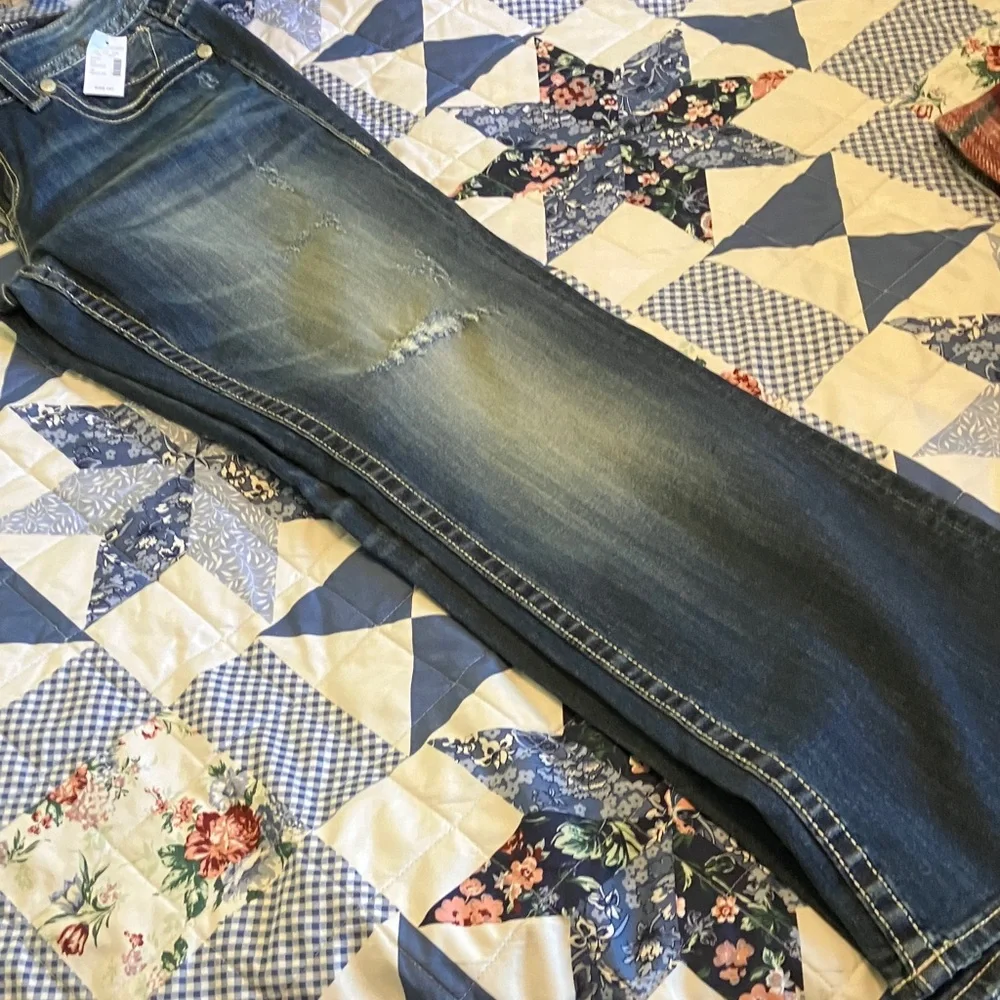 Vigoss Women's Distressed Blue Boot Cut Jeans - Picture 6 of 10